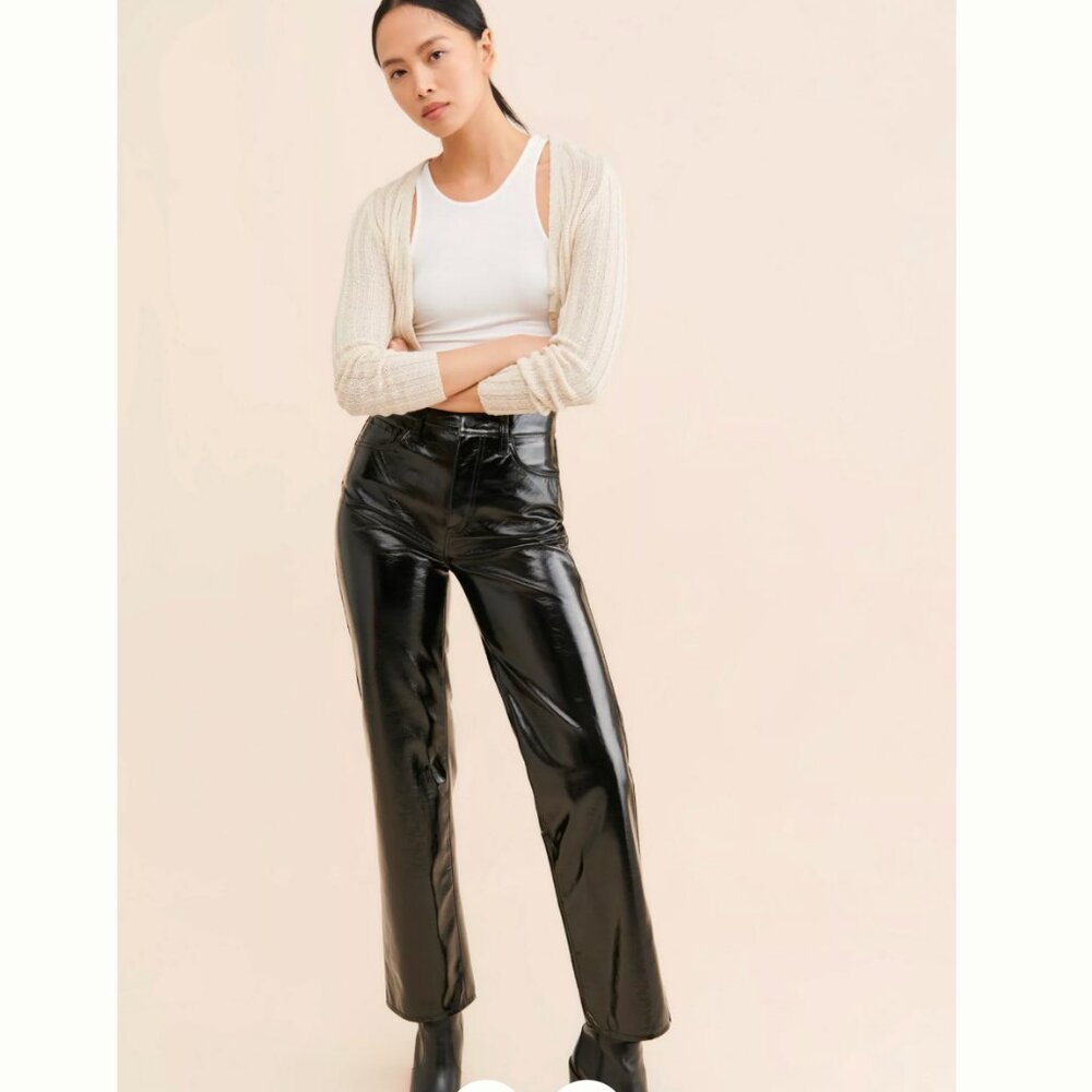 Pistola Cassie Coated Vegan Leather Jeans Pants Black 26